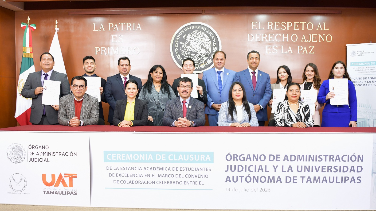 Estudiantes de excelencia de la UAT concluyen estancia en el Órgano de Administración Judicial