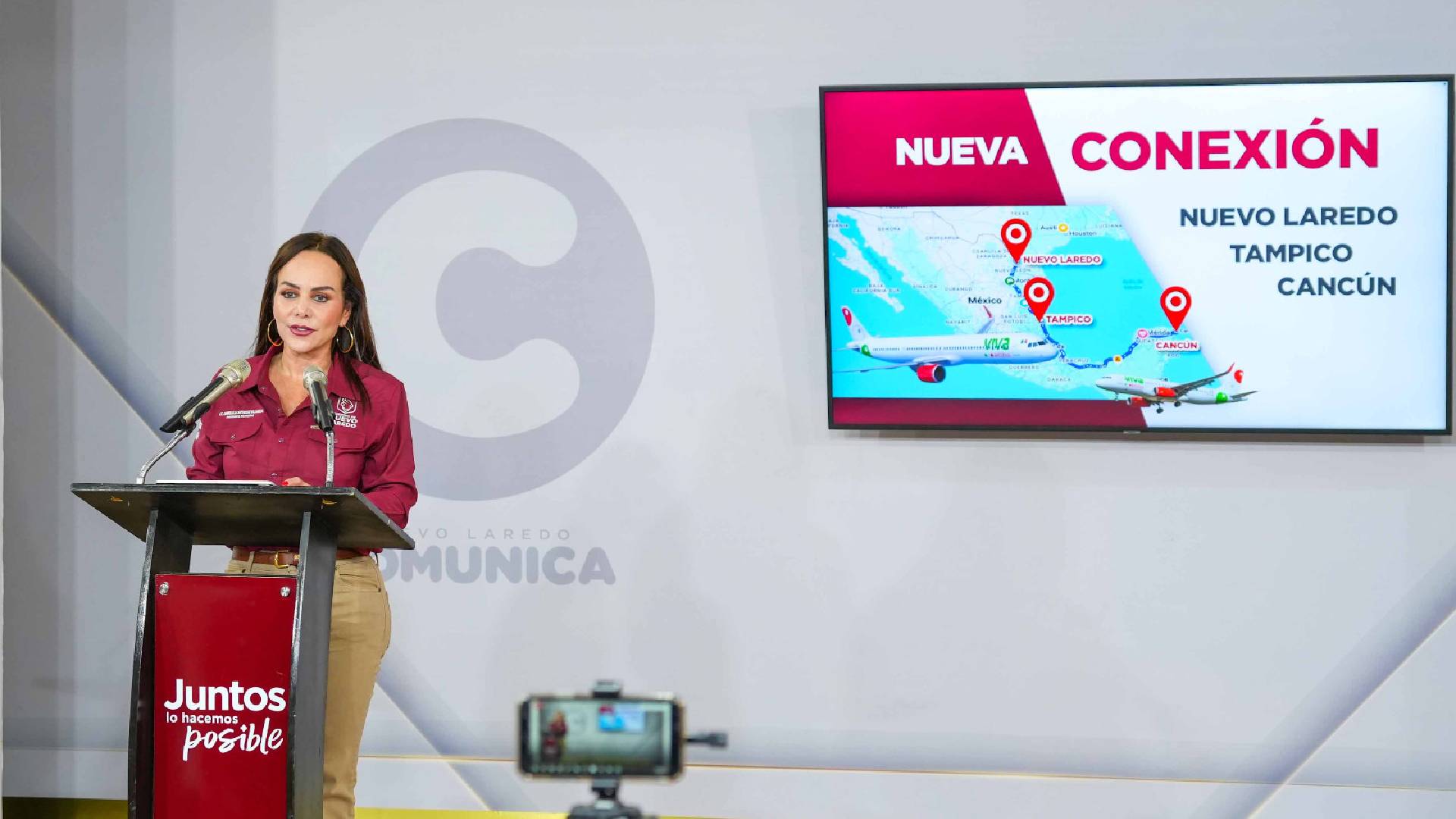 Carmen Lilia Canturosas anuncia nueva ruta NLD- Tampico- Cancún; acorta distancias en Tamaulipas